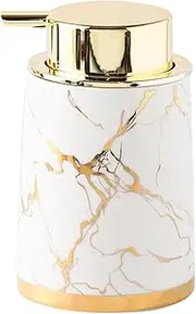Liquid 400ml/13.5oz Ceramic Foaming Soap Dispenser Marble Foam Hand Soap Dispenser Luxury Lotion Pump Bottle Refillable Dish Soap Container for Bathroom Countertop