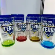 1X GREEN TERRA LIGHT "테라라이트" KOREAN SOJU SOMAEK BEER GLASSES (225mL /~8 FL. OZ.)