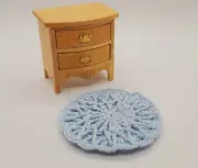 Dollhouse Miniature Hand Crocheted Mini Blue Round Rug – OOAK