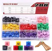 Hilitchi 288-Pcs Clothes Hanger Size Color-Coding Garment Size Markers Kit - 9 Size (XXS - 4XL) - with Storage Box