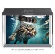Cute Scared Cat Swimming Polyester Fish Tank Glass Backdrop Aquarium Background