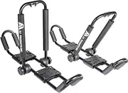 AA-Racks J-Style Bilateral Folding Kayak Carrier for Canoe, 180° Folding Motion Kayak Roof Rack for SUP,Surfboard and Ski Board on SUV, Car and Truck