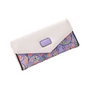 Womens Leather Wallet Floral Purse Credit Card Case-Purple