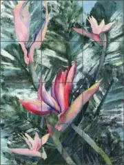 Floral Tile Backsplash Ceramic Mural Neufeld Bird of Paradise Art PNA027