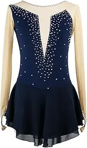 [Zagitova] Figure Skating Dress for Girls Elegant Patchwork Women Performance Dance Outfits with Shiny Rhinestone