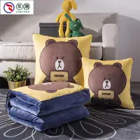 在飛比找蝦皮購物優惠-♥台灣爆款♥卡通熊大布朗熊抱枕被子毯子毛毯 枕頭棉被兩用加厚