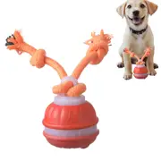Interactive Rolling Ball Toy for Puppy Small Dogs USB Rechargeable with Rope-Orange