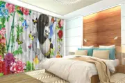 Kongfu Panda Butterfly 3D Curtain Blockout Photo Printing Curtains Drape Fabric