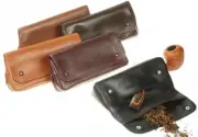 Leather pouch “2 buttons big“ for pipe, tobacco and accessories Bordeaux