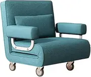 Rolling Folding Sofa Bed, Sofa Bed Chair on Wheels, Chair Bed, Couch Bed with Adjustable Backrest & Pillow, Lounge Chair with Padded Armrest for Living Room, Apartment, Office(Blue,26.8*30*32.7in)