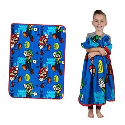 Kids Bedding Super Soft Plush Throw Blanket 46 in x 60 in Mario