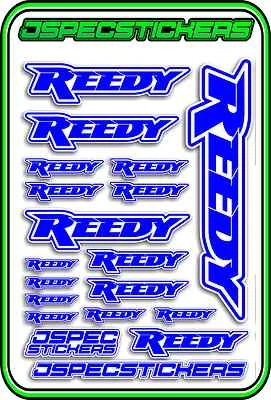 REEDY RC ESC MOTOR BRUSHLESS SERVO CAR STICKER DECAL A5 BNIP JSPEC BLUE WHITE RC