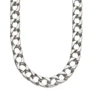 Stainless Steel Chisel Polished 24 Inch Square Link Necklace