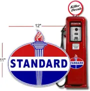 12" OLD style STANDARD TORCH GAS PUMP OIL TANK DECAL