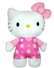 Hello Kitty Plush Backpack, wearing Flowered Jumper