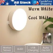 LED Night Light Motion Sensor Body Induction Lamp USB Rechargeable Wall Mount