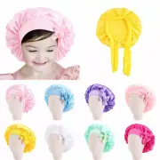 Kids Wide Band Elastic Night Cap Satin Silk Bonnets Night Sleep Hair Bonnet Hat✔