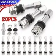 20pcs Stainless Steel Wheel Tire Valve Stems Hight Pressure Bolt in with Caps