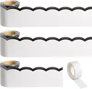 AWIZOM 99 Ft Black & White Wavy Line Bulletin Board Borders, 3 Rolls, Back to School, Cardstock Material, Classroom Decoration