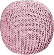 Round Knit Pouf, Light Pink