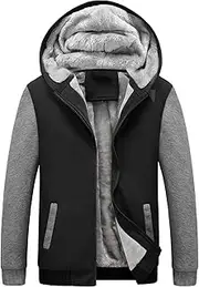 Yeokou Men's Winter Thicken Fleece Sherpa Lined Zipper Hoodie Sweatshirt Jacket