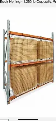 Pallet Rack Netting - 1,250 lb Capacity, 96 x 96" - Uline H-3918