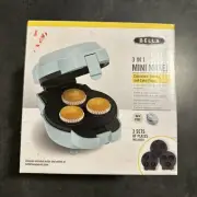 BELLA 3 in 1 Mini Treat Maker, Aqua-Makes Cupcakes-Cake Pops & Donuts, New-Small