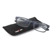 Foster Grant Ironman IM2008 Navy/Grey Reading Glasses w/Case +1.75 NEW!