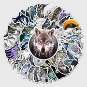50 Packs Wolf Stickers Water Bottles Laptop Phone Motorcycle Computer Guitar Skateboard Hydroflasks Animal Wolf Vinyl Sticker Waterproof Aesthetic Trendy Decals for Teens Girls Adults