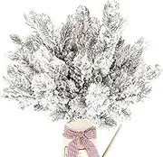 48 Pcs Snowy Artificial Pine Needles Branches Twigs 27cm Fake Frosted Pine Picks Greenery Stems Christmas Pine Tree Pick Winter Faux Fir Pine Sprays Twig for Crafts Wreaths Garlands Flower Arrangement