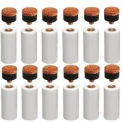 12 Sets 12MM Billiard Pool Cue Tips Brass Screw Replacement Tips with Pool Cue Ferrule for Snooker Pool Cues WhiteBlack