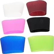 WHAMVOX 6pcs Silicone Cup Cover Coffee Cup Sleeve Insulated Cup Sleeve Reusable Cup Sleeve Coffee Cups Coffee Mug Silicone Mug Protector Nonslip Bottle Cover Silicone Cup Sleeve