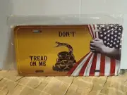 GADSDEN DON’T TREAD ON ME / AMERICAN FLAG METAL AUTO TAG LICENSE PLATE