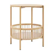 Design Square Connel Round Wooden End Lamp Side Table W/ Shelf Oak