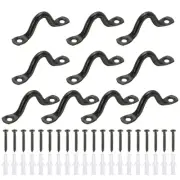 10Pcs Stainless Steel Ceiling Hooks, Pad Eyes Plate Black