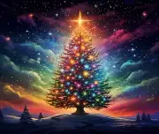 RAINBOW CHRISTMAS TREE NIGHT SKYCLOUDS STARS #1 COMPUTER MOUSE PAD 9 x 7