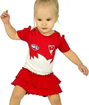 AFL Girls Tutu Footy Suit Body Suit - Sydney Swans - Baby Toddler Infant