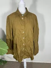 Pearl By Lela Rose WOMENS Cotton Poplin Button Down Top Size L