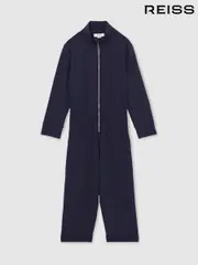 Reiss Navy Nala 13-14 yrs Jersey High Collar Jumpsuit (AW4138) | $165