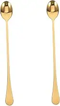 Cabilock 2pcs Stainless Steel Spoon Long Handled Spoon Bar Accessories Cocktail Mixing Stirrers Coffee Bar Essentials Tea Stirrer Long Handled Teaspoons Stainless Steel Golden