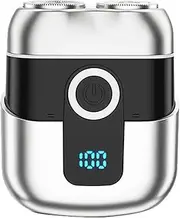 Mini Dual-Head Electric Shaver, 2025 New Model Upgrade Pocket Shaver USB Mini Shavers for Men, Washable Double Head Razor, Rechargeable Waterproof Compact Electric (Silver)