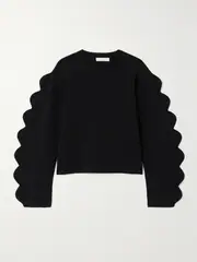 [Ulla Johnson] Ulla Johnson - Ivy Scalloped Jersey Sweater - Black - x small x small Black