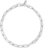 [Amberta] Solid 925 Sterling Silver Paperclip Bracelet for Women Men | Italian Paperclip Link Chain Bracelet | Silver Link Charm Bracelet 7 8 inch