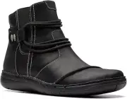 Clarks Women's Un Loop Up Ankle Boot Leather Size Zip Closed Toe New 6 W