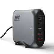 188W GaN 5 Ports USB-C PD Super Fast Laptop Wall Charger USP