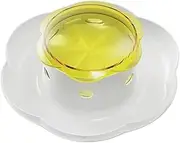 AIMALL Automatic Pet Food Dispenser Interactive Feeding Bowl with Clear Food Storage Press Button Slow Feeder for Dogs and Cats ABS Material 9.6in x 4.5in Yellow Grey