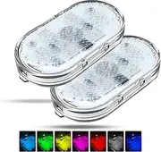Bilivry 2 Pcs Car Led Interior Lights, Led Touch Wireless Car Light RGB 7 Colors Adjustable Rechargeable Mobile USB Touch Car Accessories Interior Ambient Lighting
