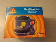 Vintage 1998 Looney Tunes Hot Spot Set - Coffee Mug Warmer Tweety Bird
