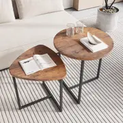 Industrial Coffee Table Set of 2 - Modern Nesting Tables for Living Room
