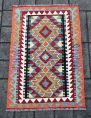 Hand Woven Afghan Wool Kilim, Size: 117 X 80 cm, Flat Woven Handmade Floor Rug